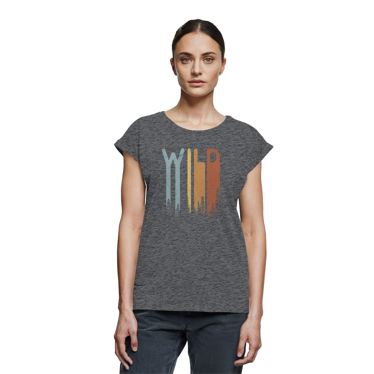 Wild Retro Schriftzug - Womens Extended Shoulder T-Shirt
