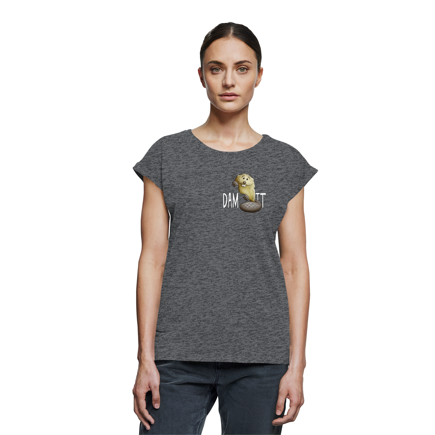 Dam It Verdammt Lustiger Biber - Womens Extended Shoulder T-Shirt