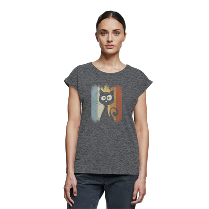 Retro Katze Silhouette - Womens Extended Shoulder T-Shirt