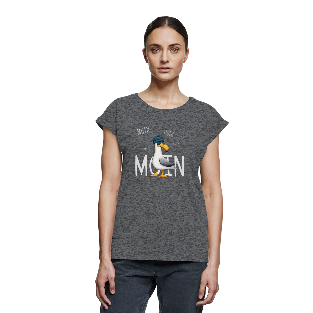 Moin Moin Lässige Hipster Möwe  - Womens Extended Shoulder T-Shirt
