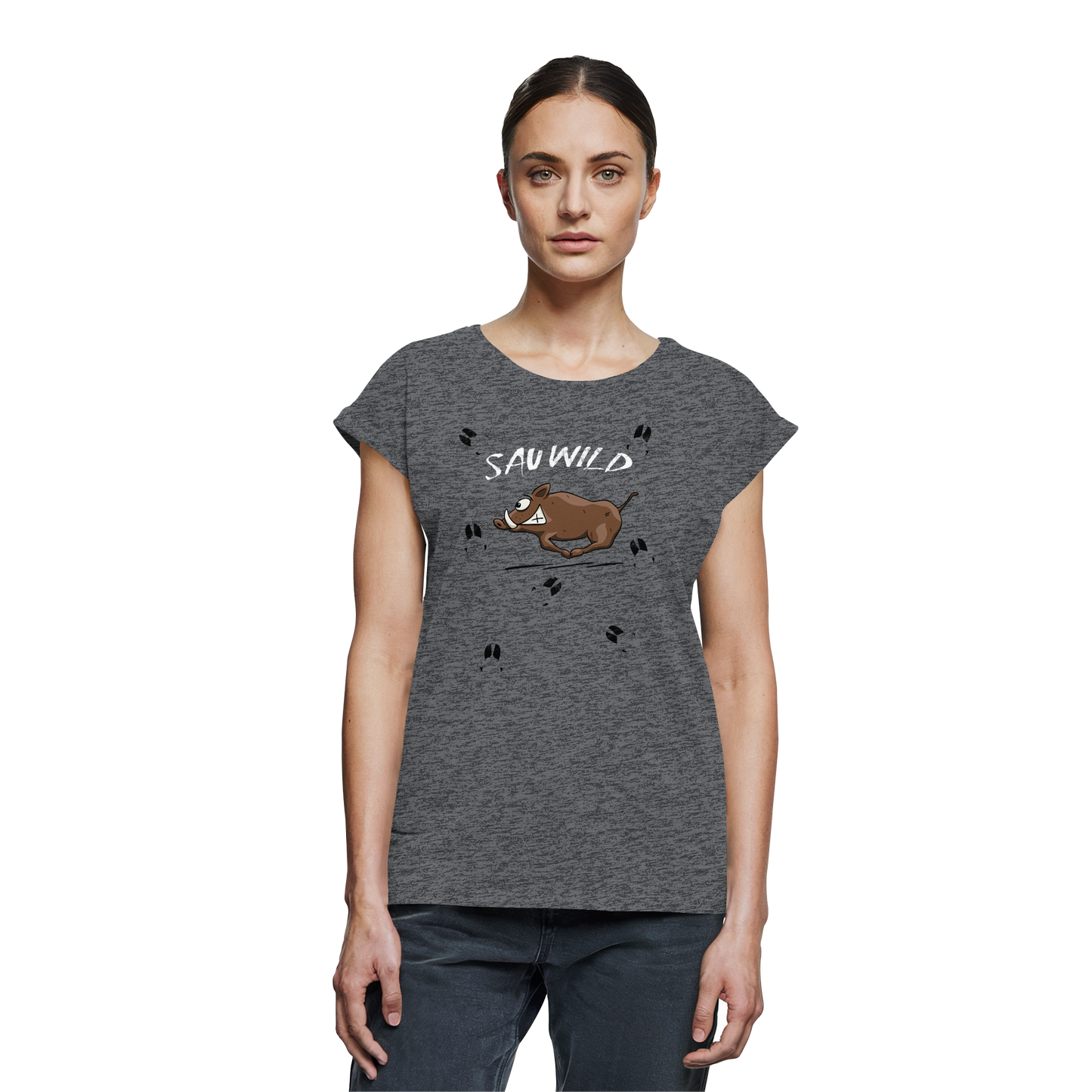 Sauwild wilde Sau | Wildschwein Keiler - Womens Extended Shoulder T-Shirt