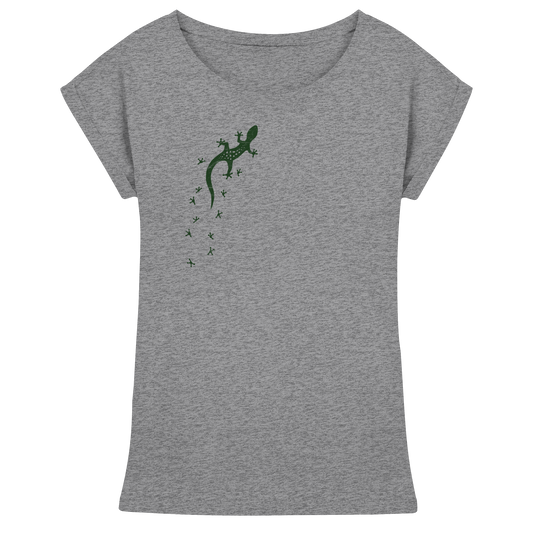 Gecko Eidechse Silhouette dunkel - Womens Extended Shoulder T-Shirt
