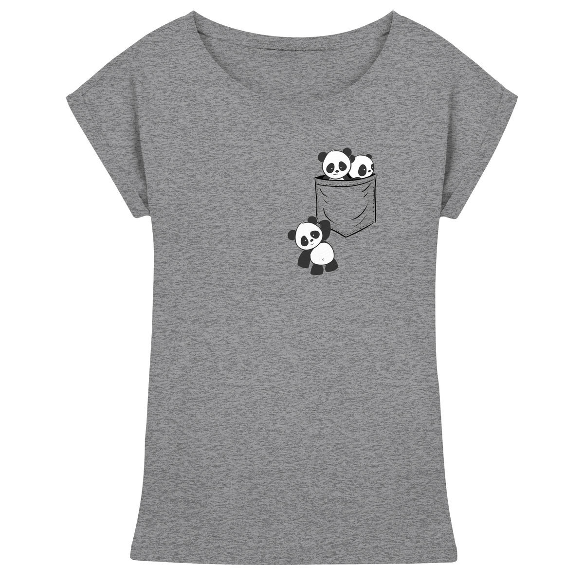 Kawaii Pandas in der Tasche - Womens Extended Shoulder T-Shirt