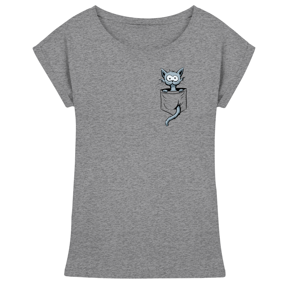 Verrückte Katze in Deiner Brust-Tasche - Womens Extended Shoulder T-Shirt