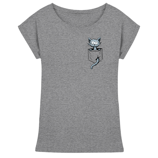 Verrückte Katze in Deiner Brust-Tasche - Womens Extended Shoulder T-Shirt