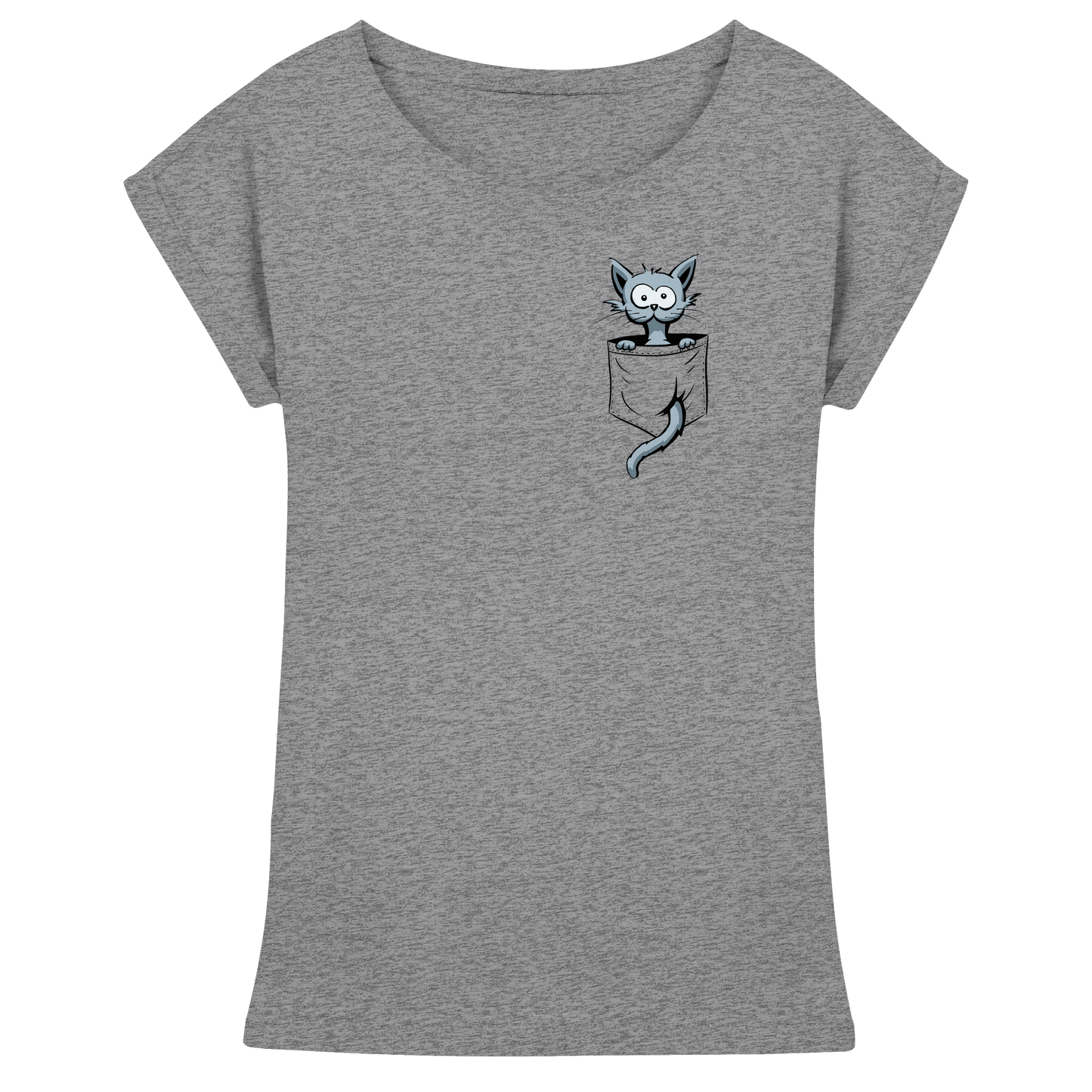 Verrückte Katze in Deiner Brust-Tasche - Womens Extended Shoulder T-Shirt