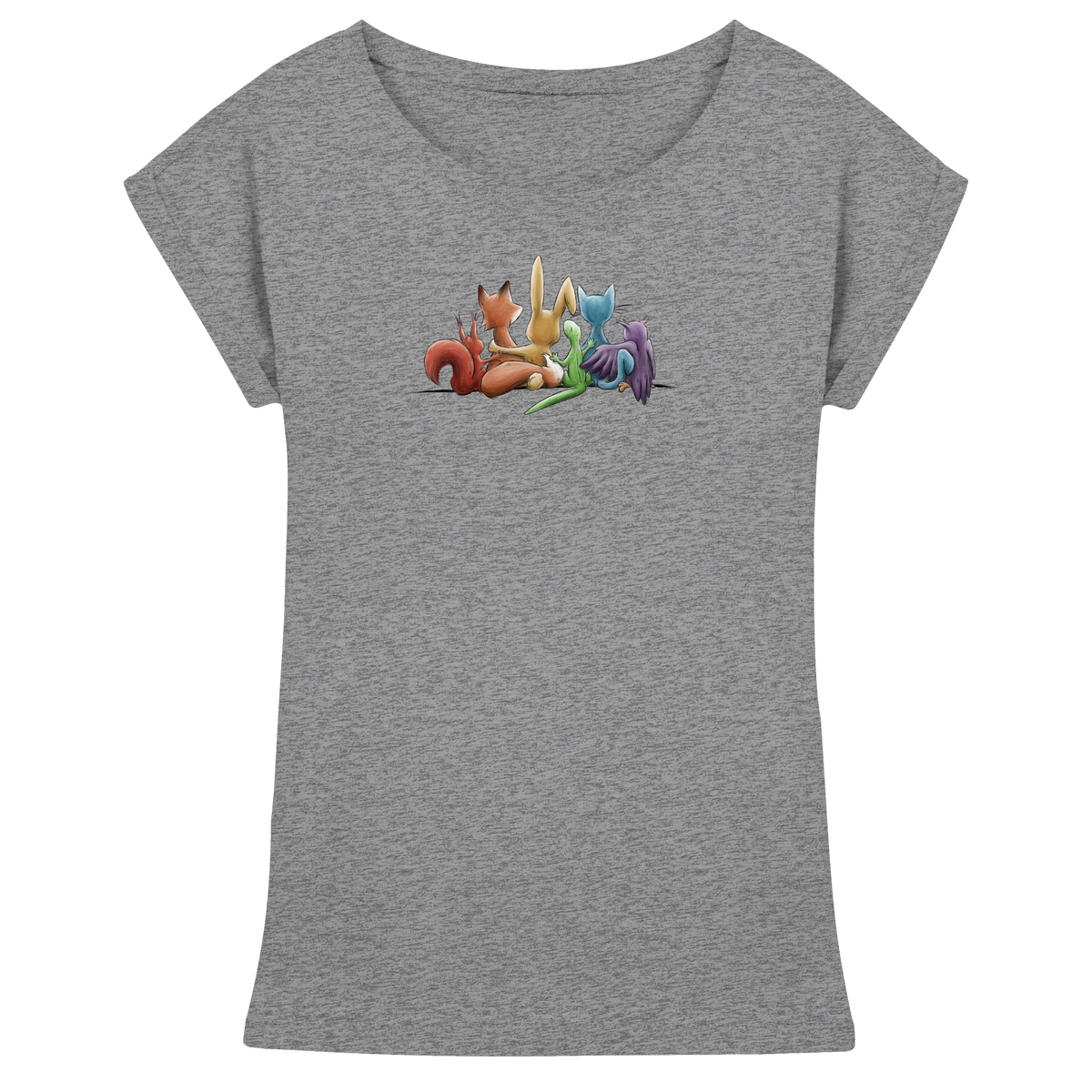 Regenbogen Tiere für Freundschaft, Toleranz und Vielfalt - Womens Extended Shoulder T-Shirt