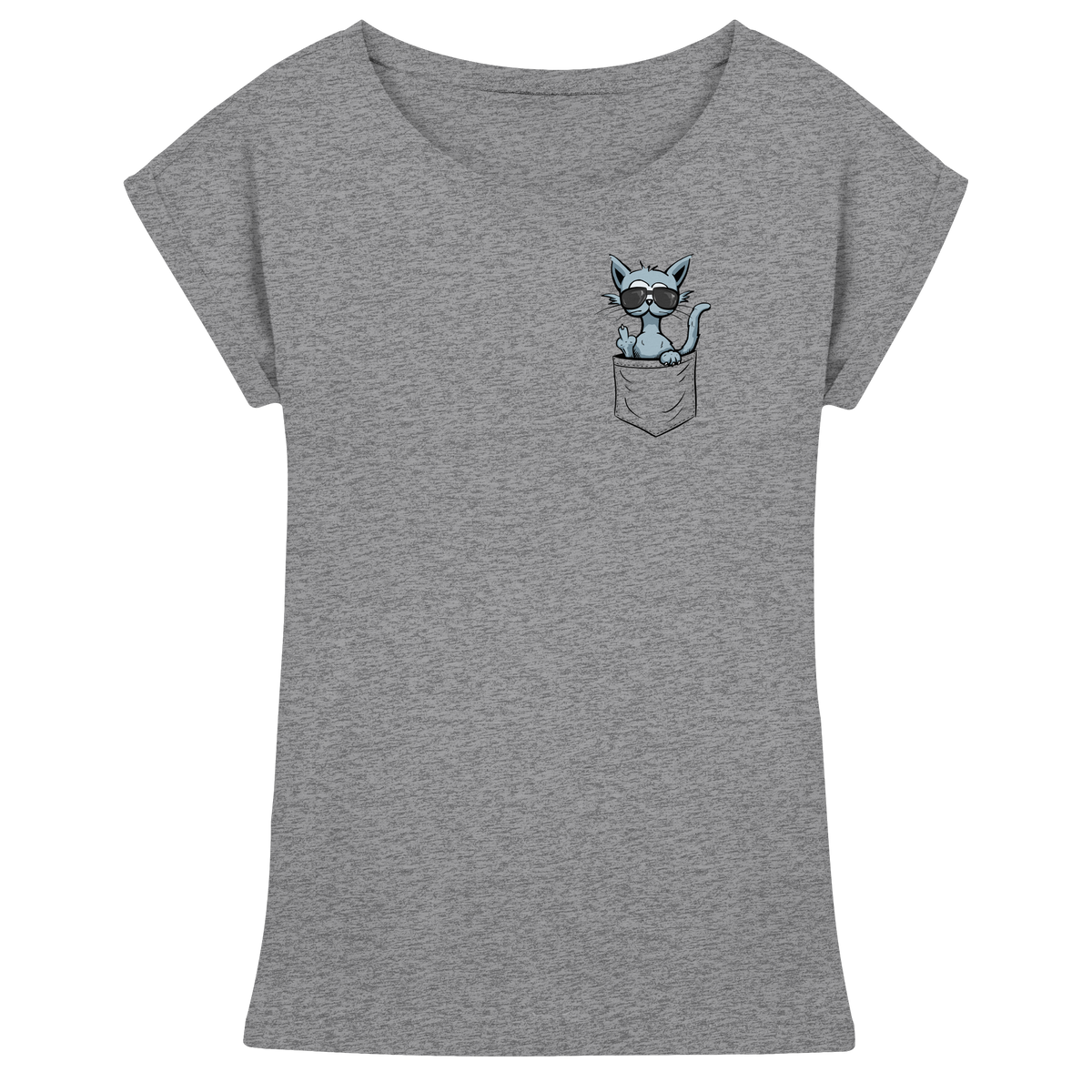 "Fuck Off" Mittelfinger Katze in der Tasche - Womens Extended Shoulder T-Shirt