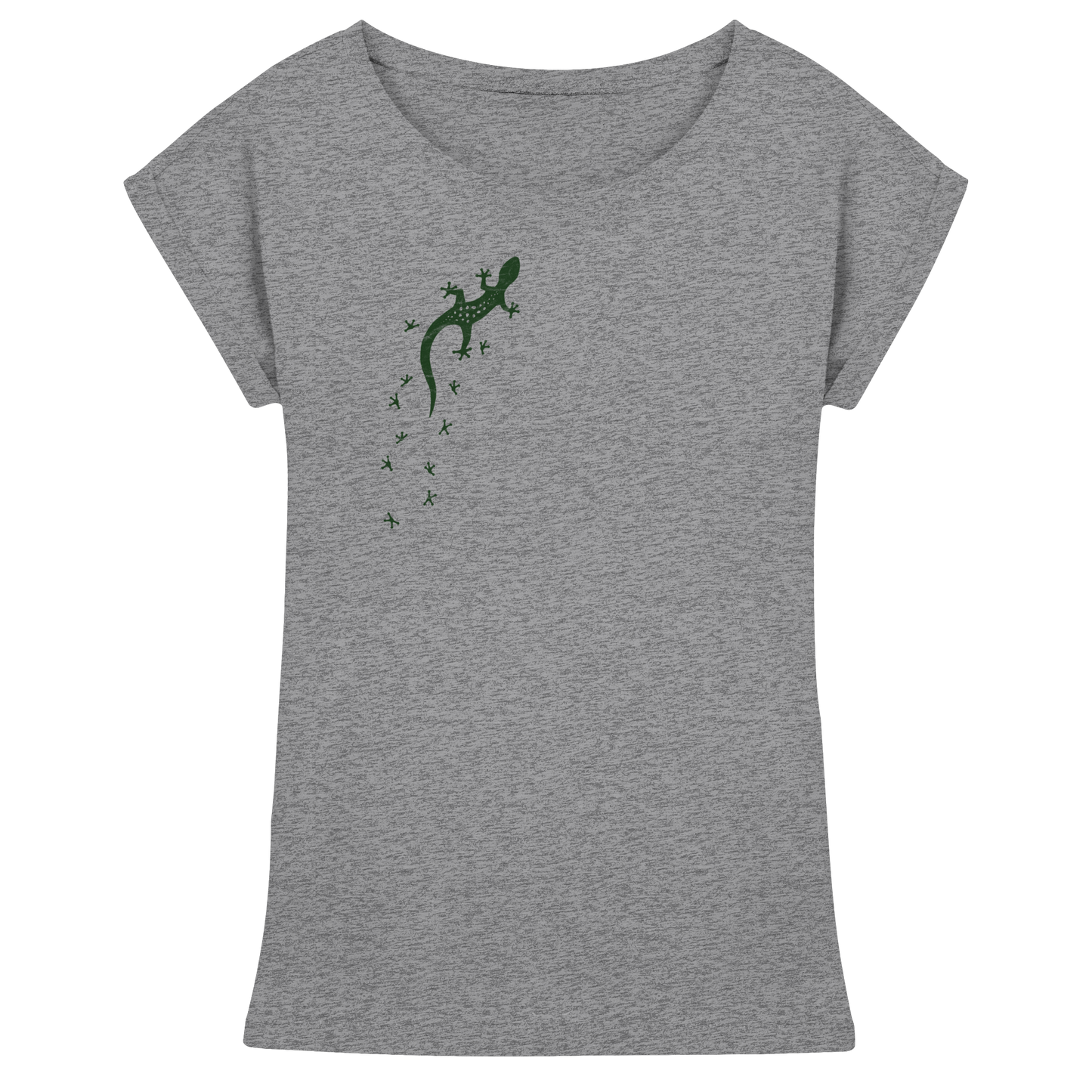 Gecko Eidechse Silhouette dunkel - Womens Extended Shoulder T-Shirt