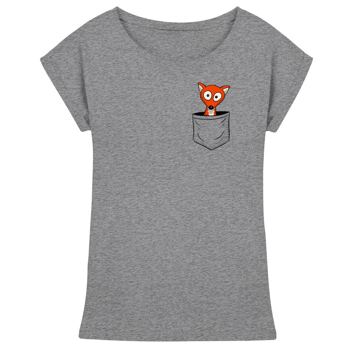 Fuchs in der Brusttasche | Taschen-Fuchs - Womens Extended Shoulder T-Shirt