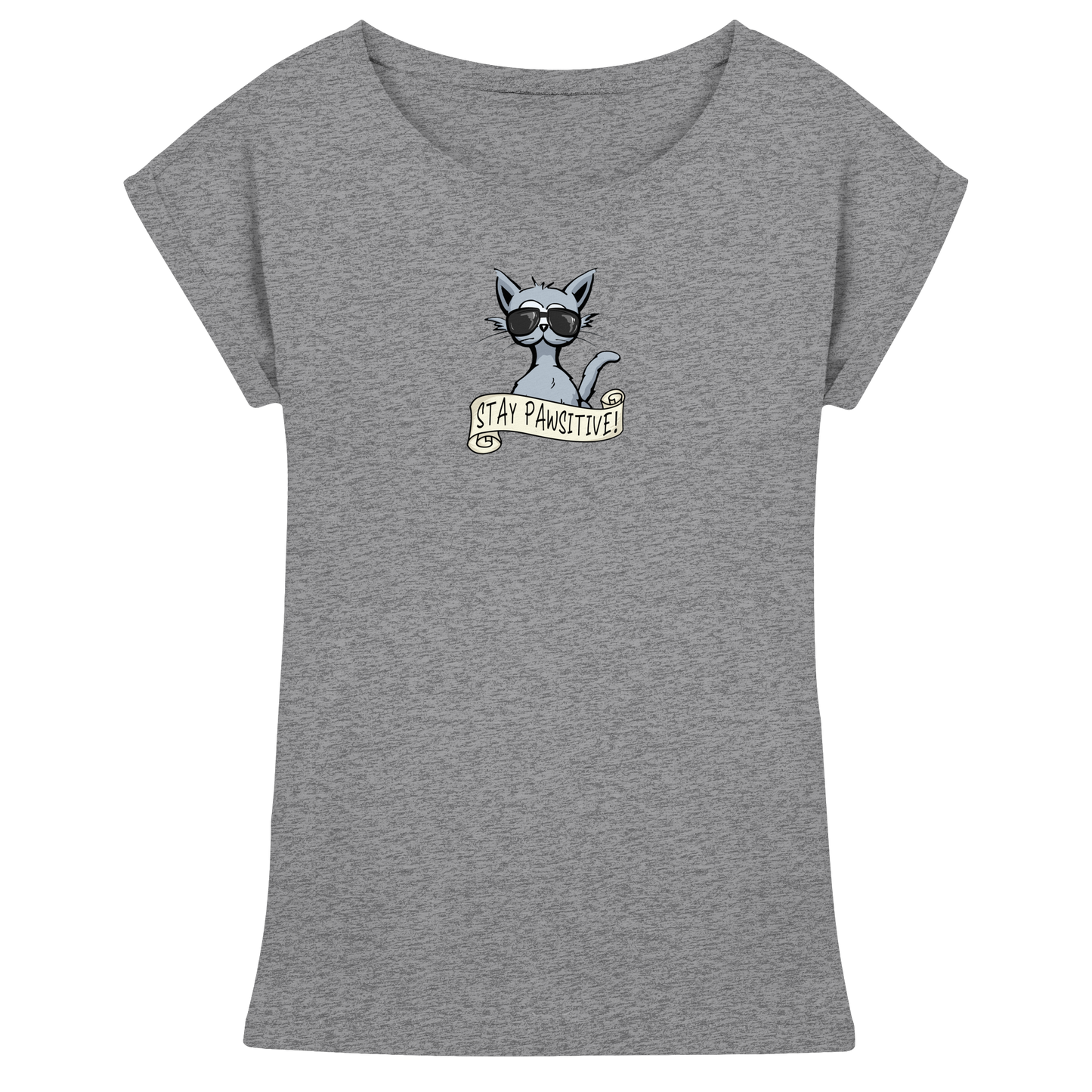 Stay Pawsitive Bleib lässig Hipster Katze - Womens Extended Shoulder T-Shirt