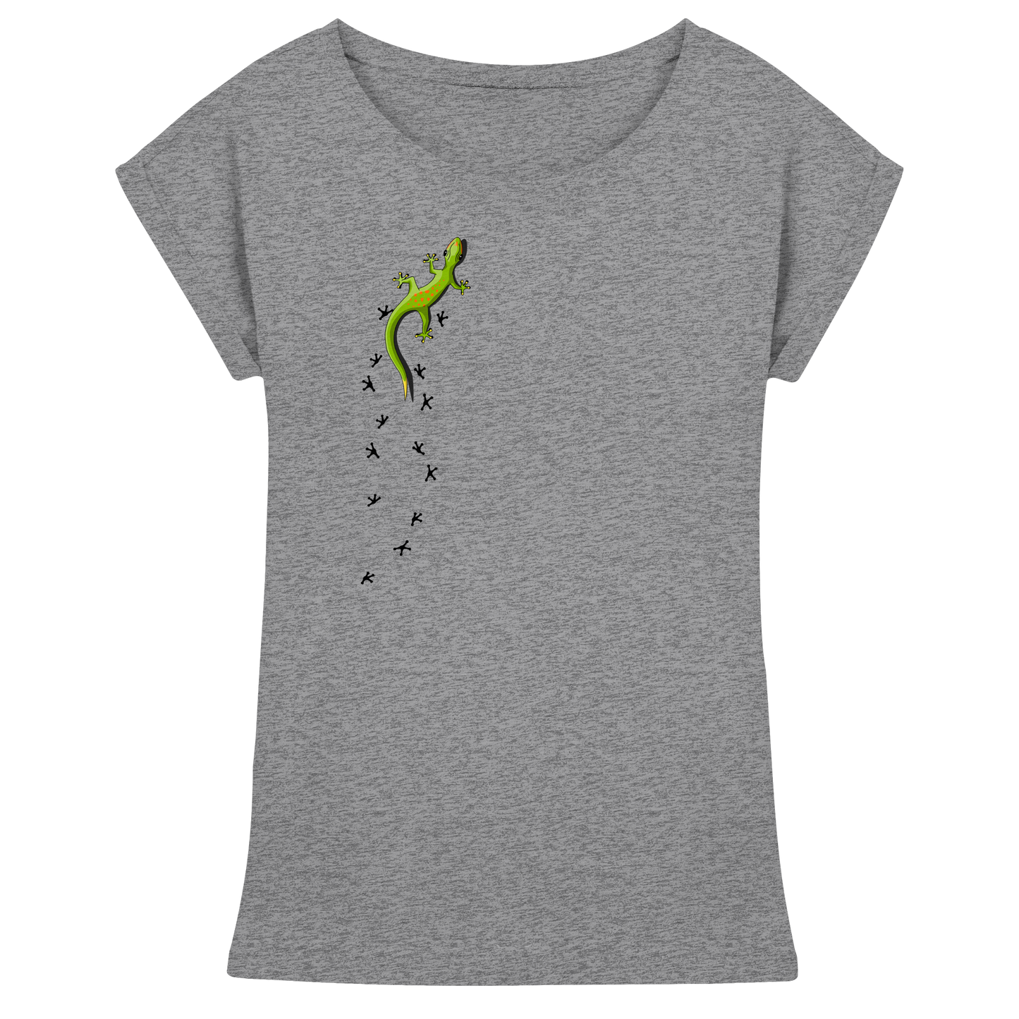 Kletternder Gecko mit Spuren - Womens Extended Shoulder T-Shirt