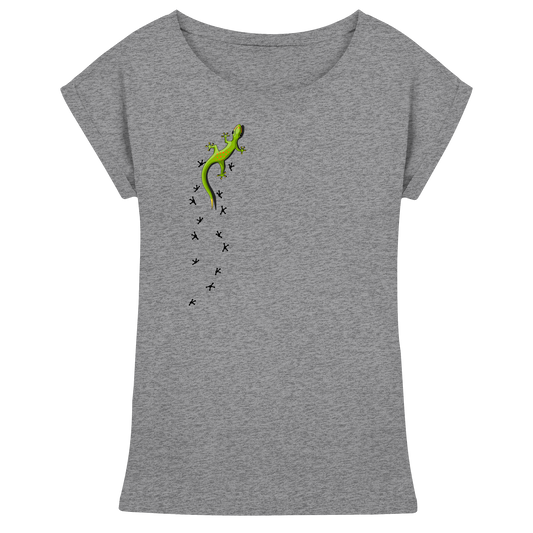 Kletternder Gecko mit Spuren - Womens Extended Shoulder T-Shirt