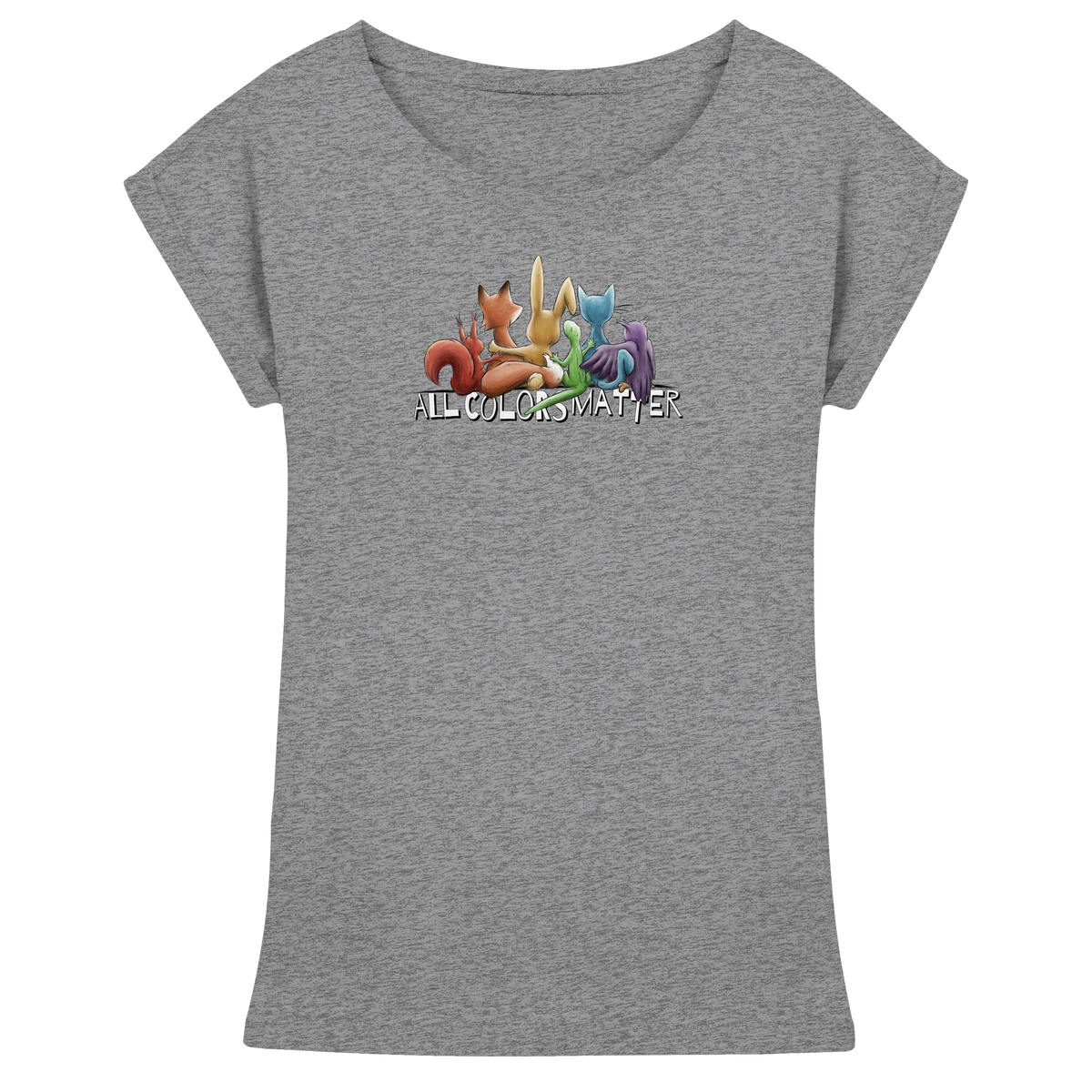 All Colors Matter! Regenbogen Tiere für Vielfalt - Womens Extended Shoulder T-Shirt