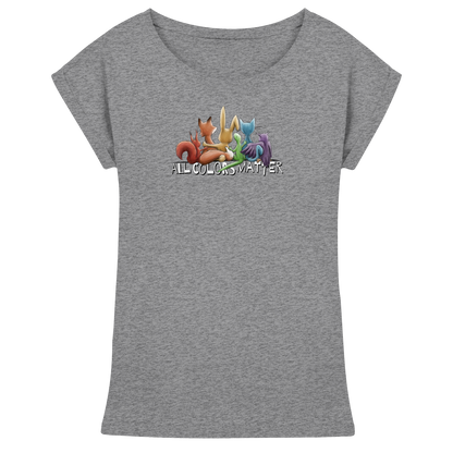 All Colors Matter! Regenbogen Tiere für Vielfalt - Womens Extended Shoulder T-Shirt