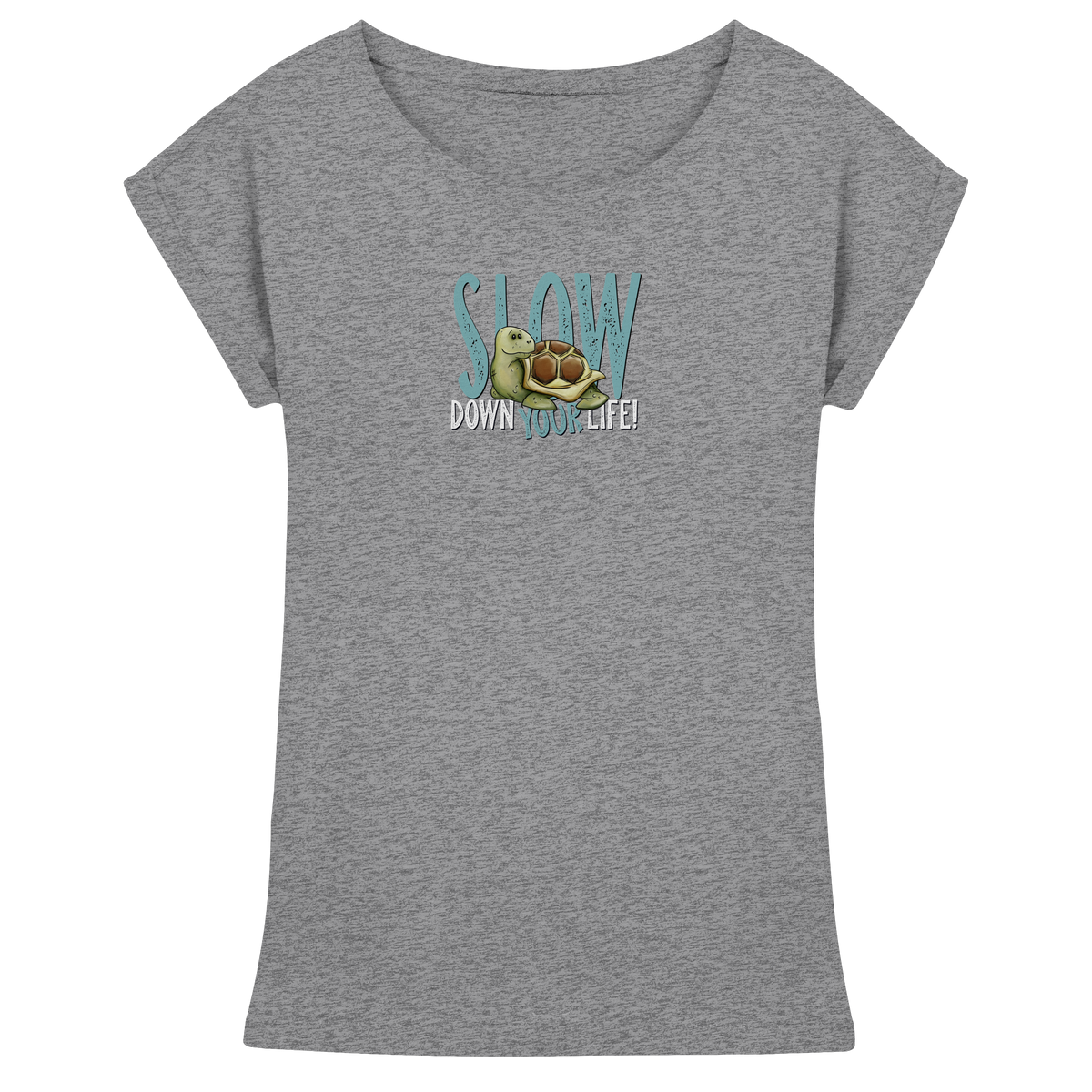 Slow Down Your Life Schildkröte - Womens Extended Shoulder T-Shirt