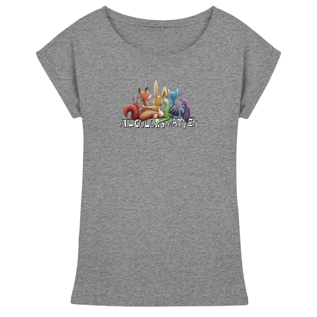 All Colors Matter! Regenbogen Tiere für Vielfalt - Womens Extended Shoulder T-Shirt