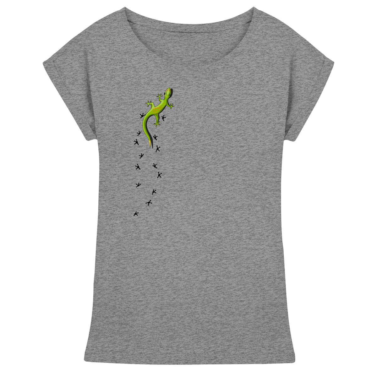 Kletternder Gecko mit Spuren - Womens Extended Shoulder T-Shirt