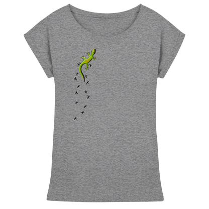Kletternder Gecko mit Spuren - Womens Extended Shoulder T-Shirt
