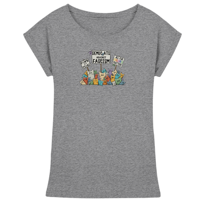 Demo-Katzen gegen Faschismus und für Vielfalt - Womens Extended Shoulder T-Shirt
