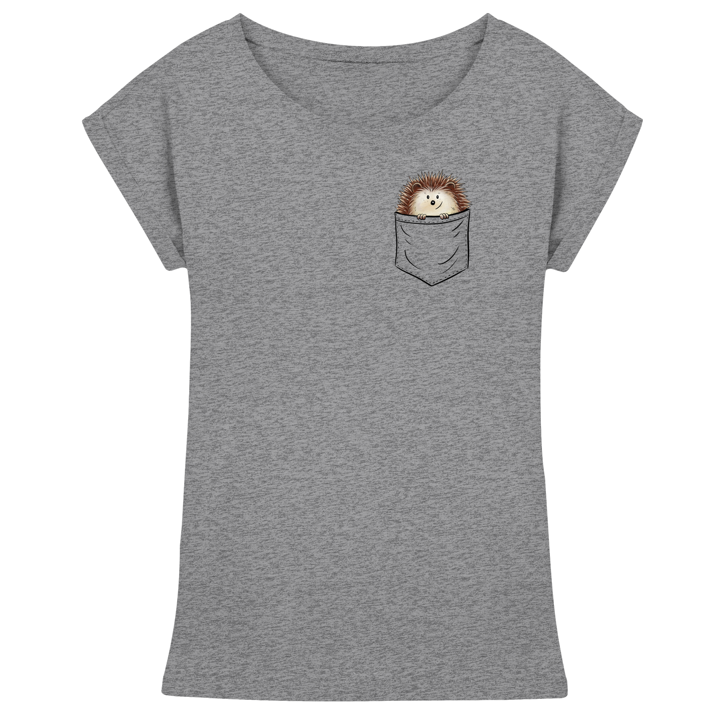 Lustiger Igel in Deiner Brust-Tasche - Womens Extended Shoulder T-Shirt