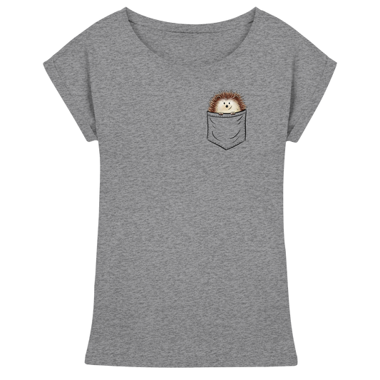 Lustiger Igel in Deiner Brust-Tasche - Womens Extended Shoulder T-Shirt