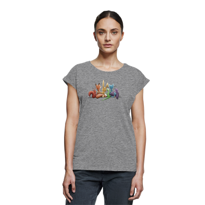 Regenbogen Tiere für Freundschaft, Toleranz und Vielfalt - Womens Extended Shoulder T-Shirt