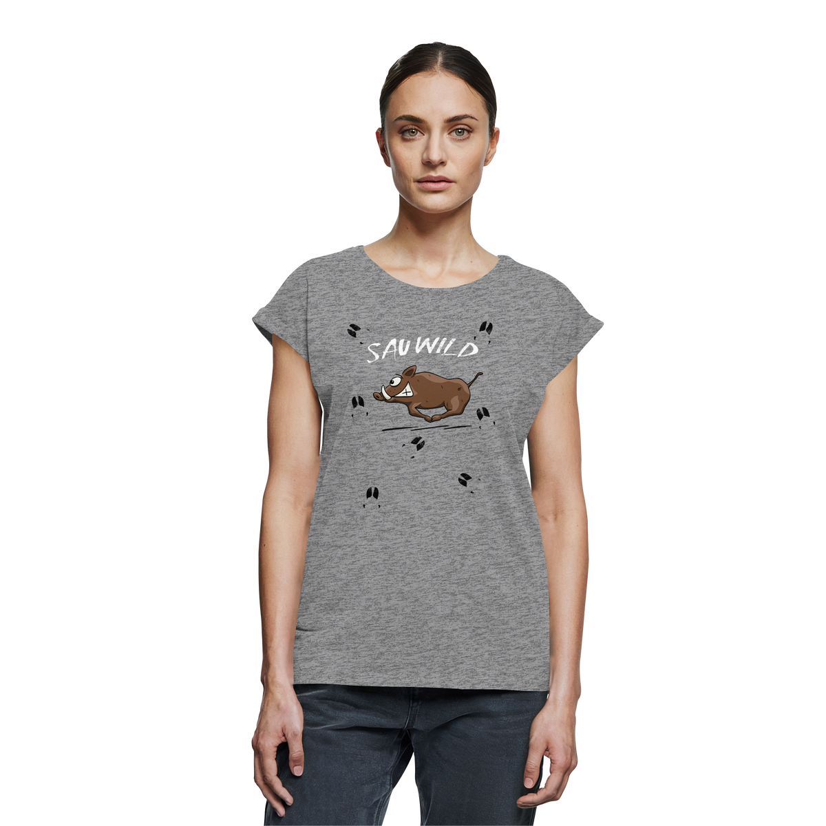 Sauwild wilde Sau | Wildschwein Keiler - Womens Extended Shoulder T-Shirt