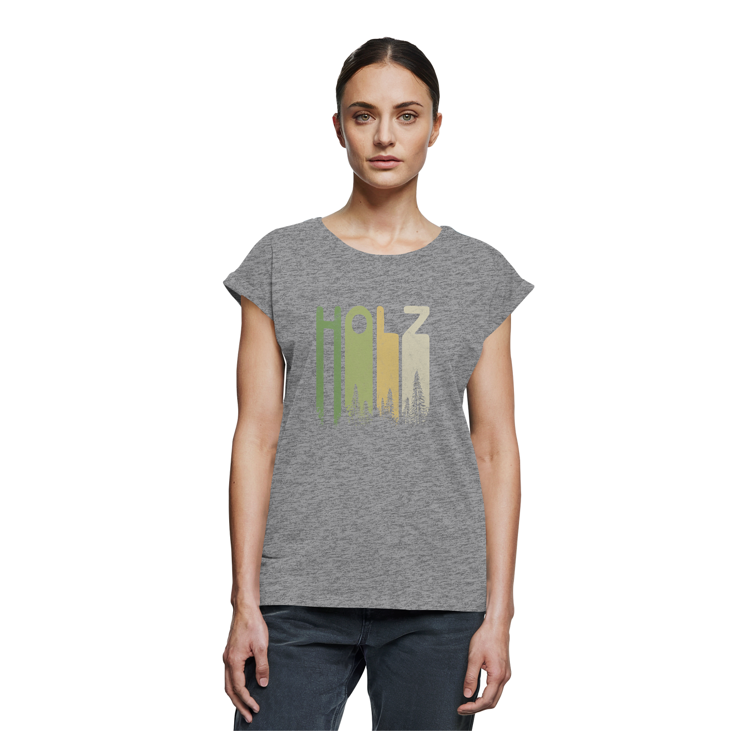 Holz Retro Wald Schriftzug - Womens Extended Shoulder T-Shirt