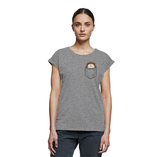 Lustiger Igel in Deiner Brust-Tasche - Womens Extended Shoulder T-Shirt