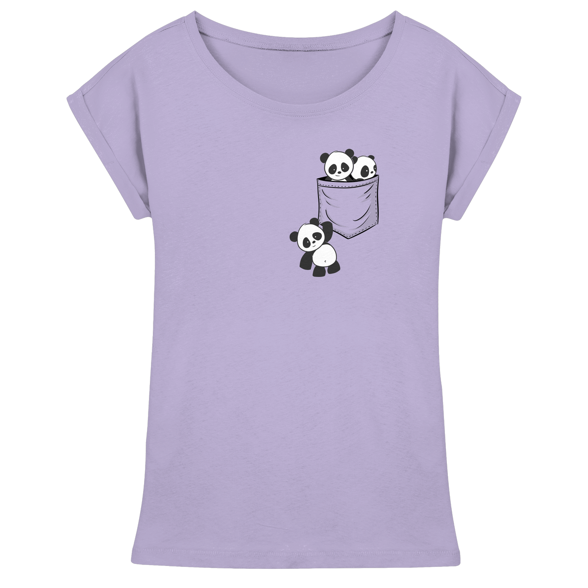 Kawaii Pandas in der Tasche - Womens Extended Shoulder T-Shirt
