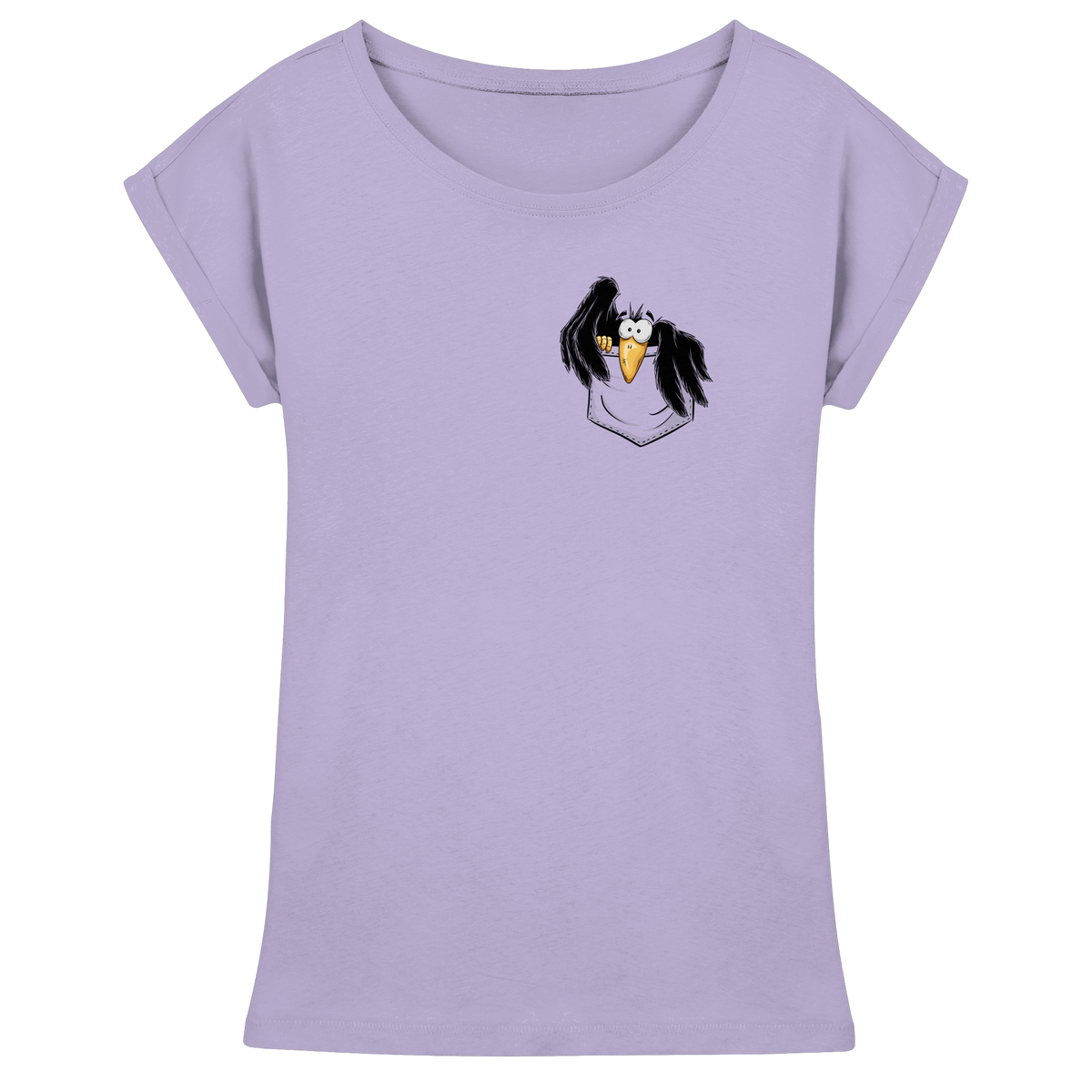 Kleiner Rabe | schwarze Krähe In Tasche - Womens Extended Shoulder T-Shirt