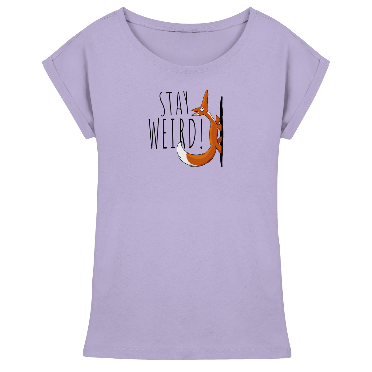 Stay Weird! Schräger Fuchs - Womens Extended Shoulder T-Shirt