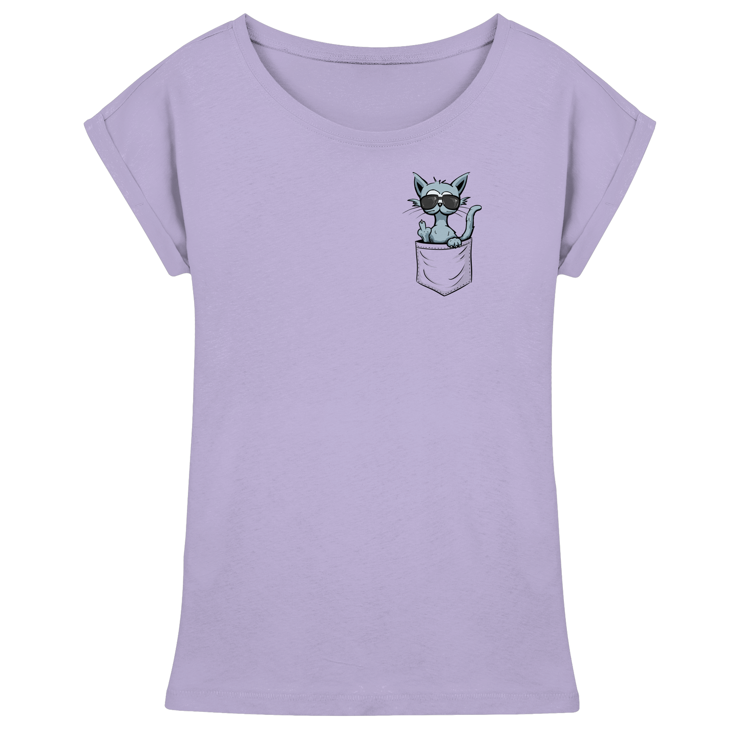 "Fuck Off" Mittelfinger Katze in der Tasche - Womens Extended Shoulder T-Shirt