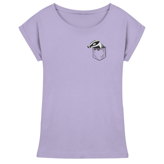 Lustig gemütlicher Dachs In der Tasche - Womens Extended Shoulder T-Shirt