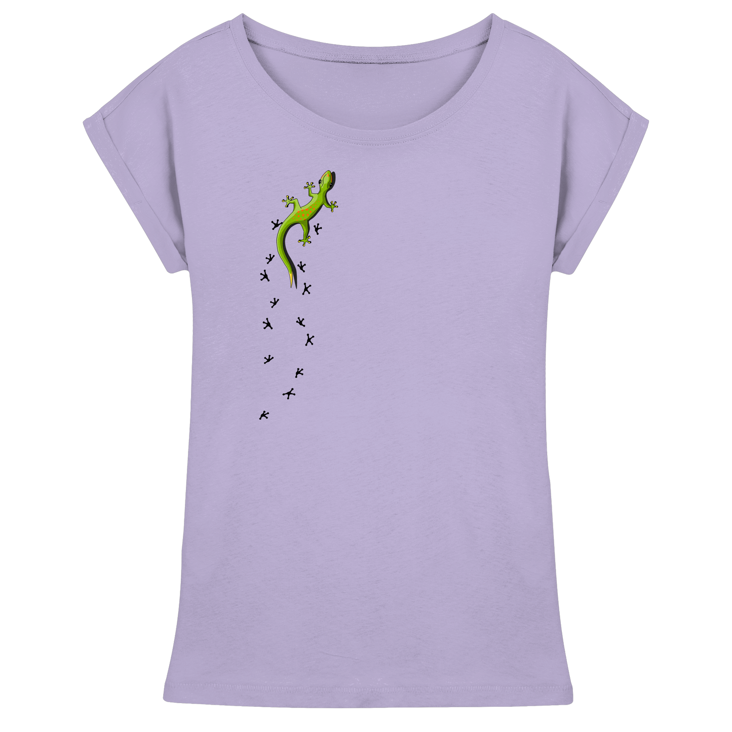 Kletternder Gecko mit Spuren - Womens Extended Shoulder T-Shirt