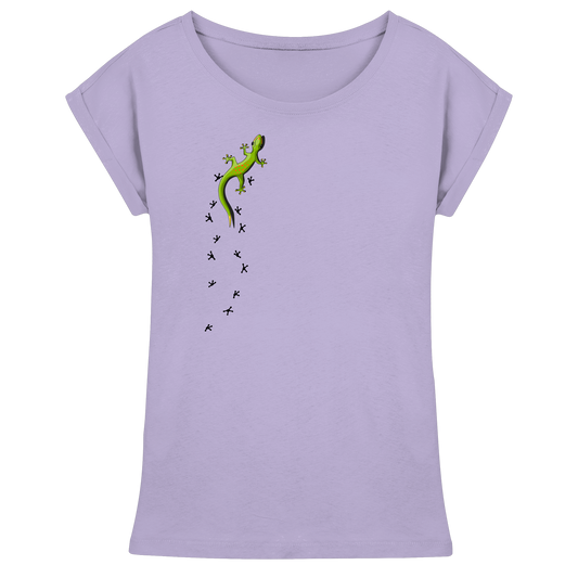 Kletternder Gecko mit Spuren - Womens Extended Shoulder T-Shirt