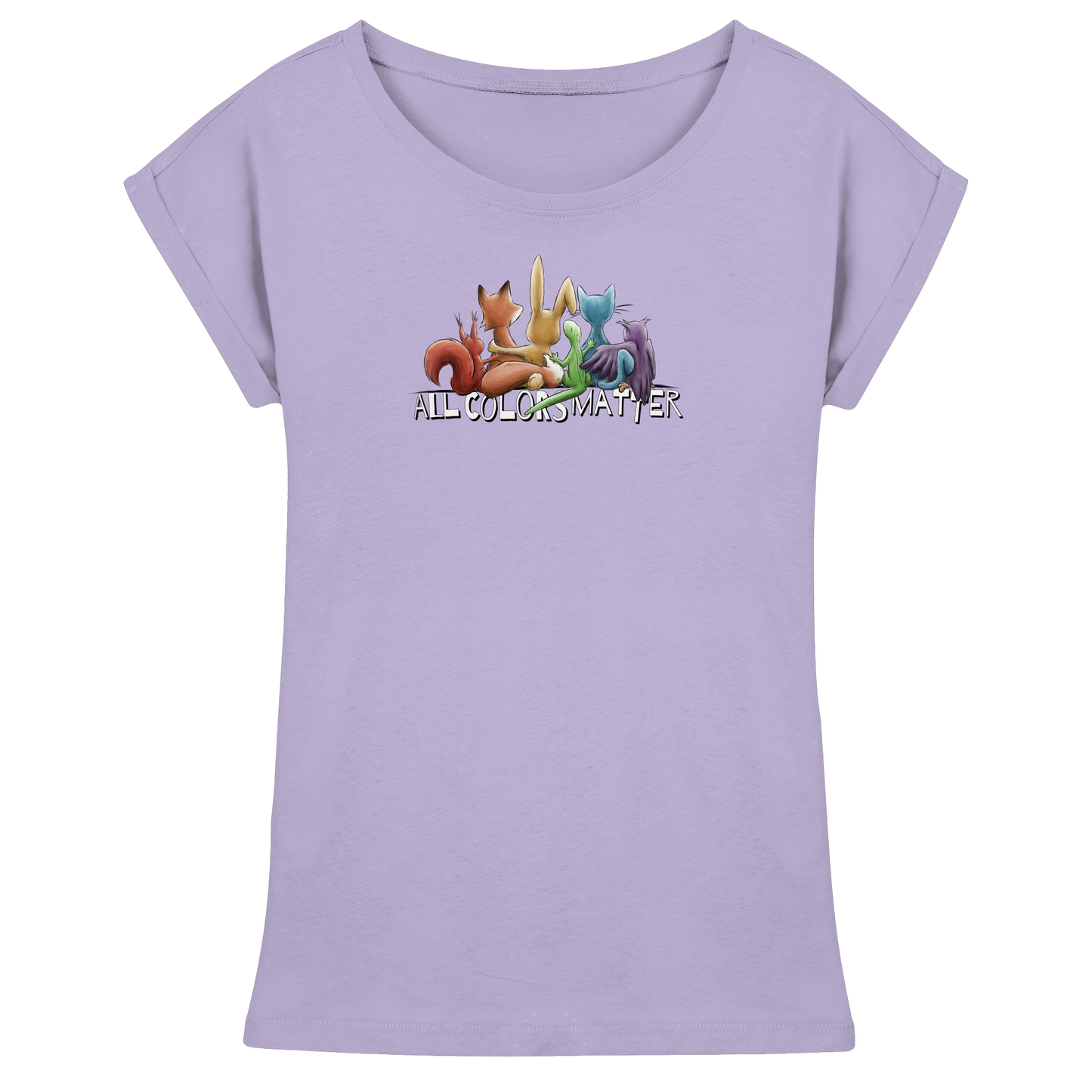 All Colors Matter! Regenbogen Tiere für Vielfalt - Womens Extended Shoulder T-Shirt
