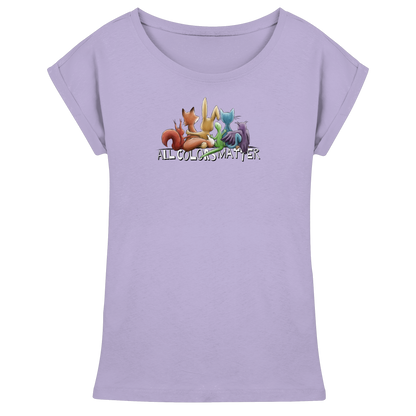 All Colors Matter! Regenbogen Tiere für Vielfalt - Womens Extended Shoulder T-Shirt