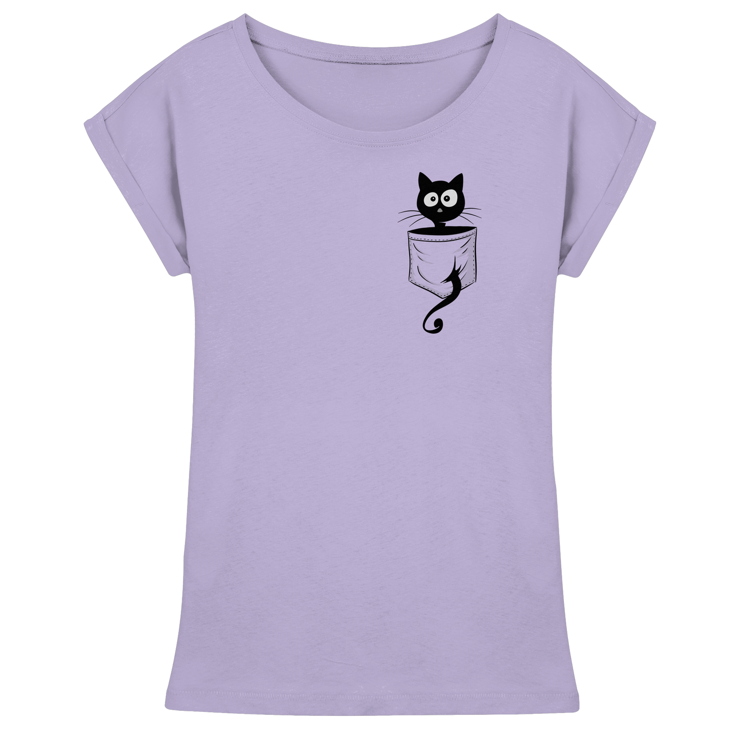 Schwarze Katze in der Tasche - Womens Extended Shoulder T-Shirt