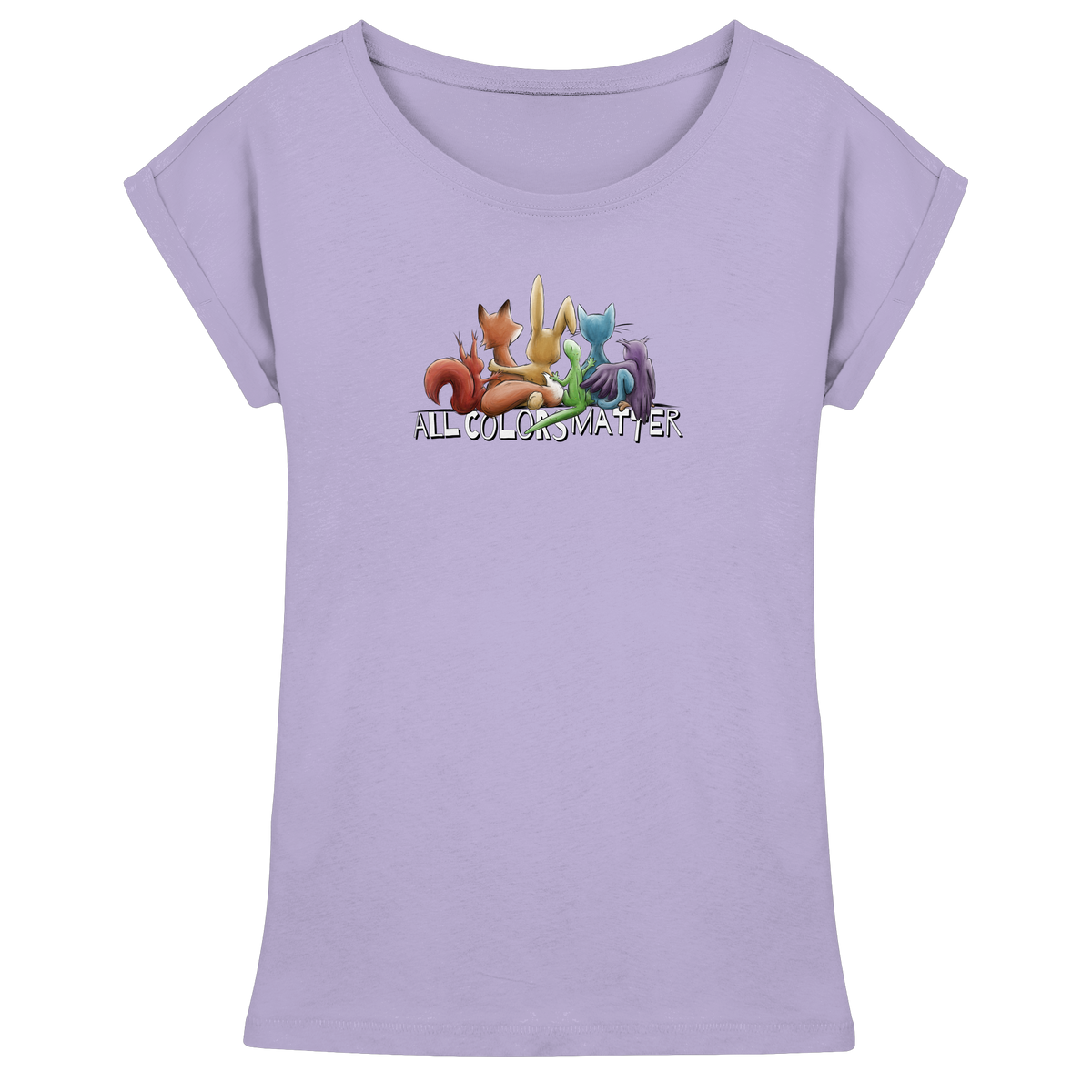 All Colors Matter! Regenbogen Tiere für Vielfalt - Womens Extended Shoulder T-Shirt