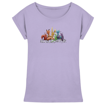 All Colors Matter! Regenbogen Tiere für Vielfalt - Womens Extended Shoulder T-Shirt