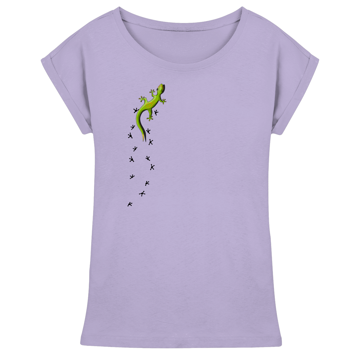Kletternder Gecko mit Spuren - Womens Extended Shoulder T-Shirt