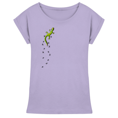 Kletternder Gecko mit Spuren - Womens Extended Shoulder T-Shirt
