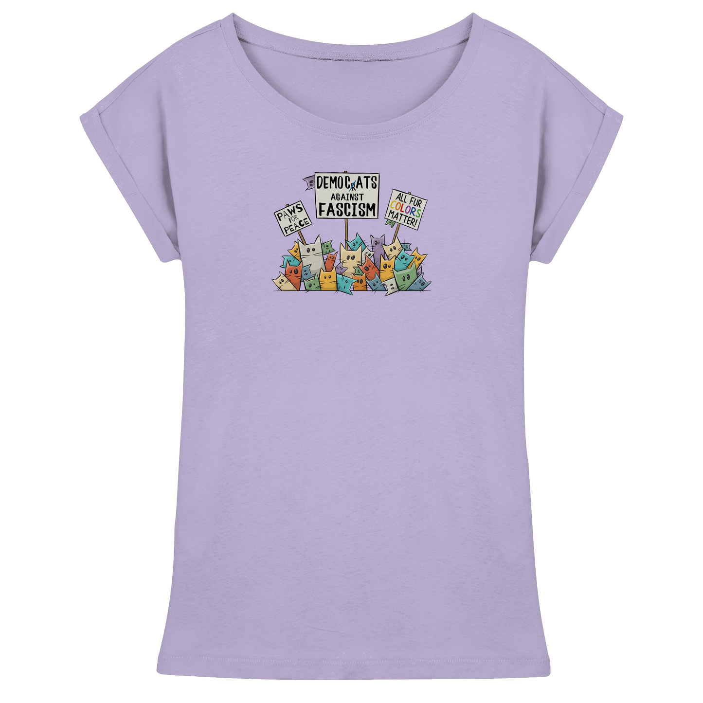 Demo-Katzen gegen Faschismus und für Vielfalt - Womens Extended Shoulder T-Shirt