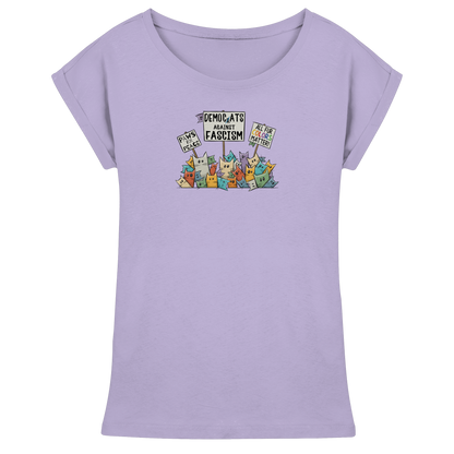 Demo-Katzen gegen Faschismus und für Vielfalt - Womens Extended Shoulder T-Shirt