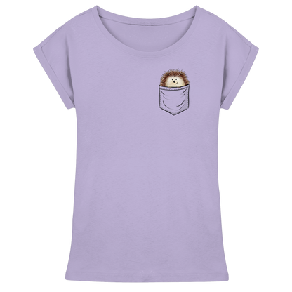 Lustiger Igel in Deiner Brust-Tasche - Womens Extended Shoulder T-Shirt