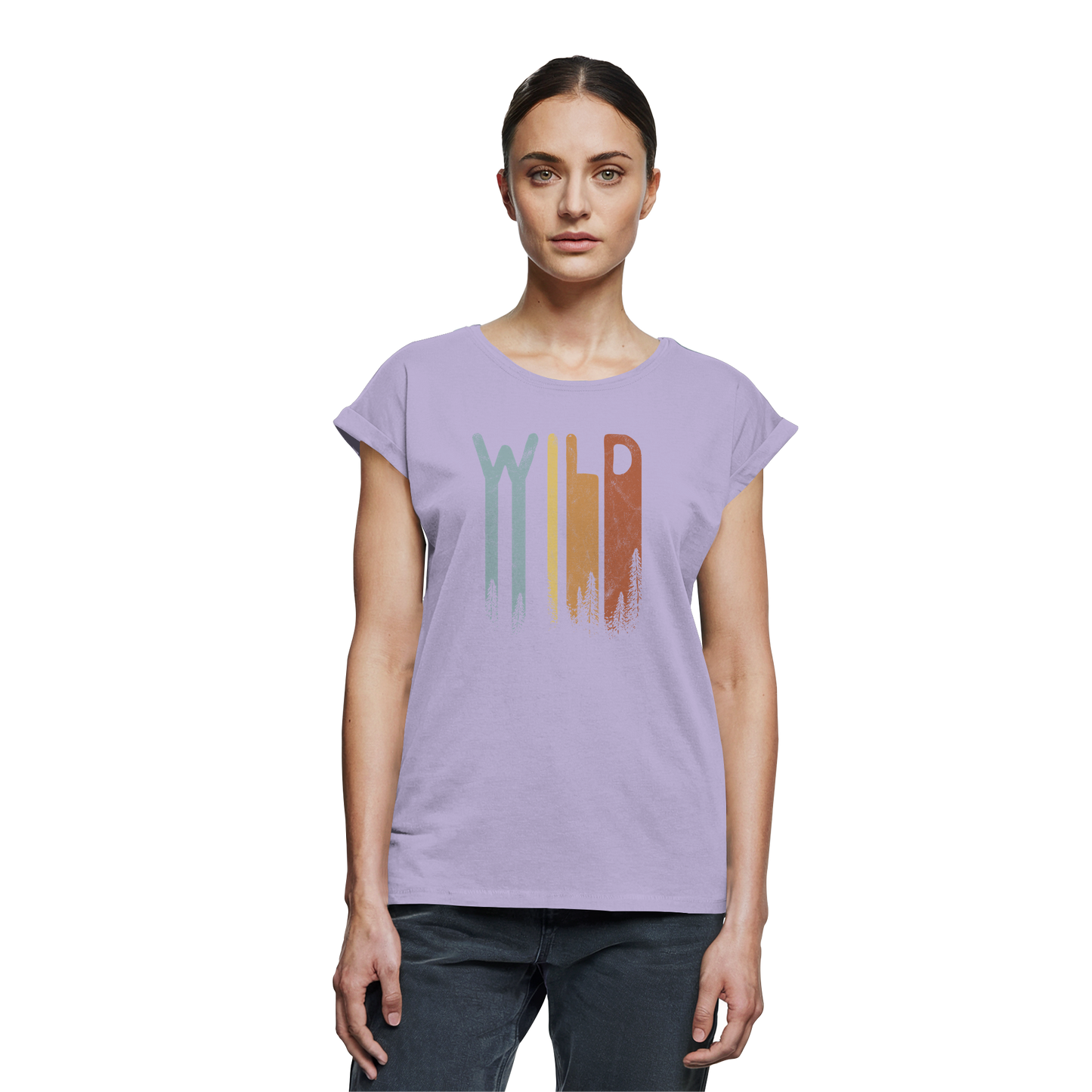 Wild Retro Schriftzug - Womens Extended Shoulder T-Shirt
