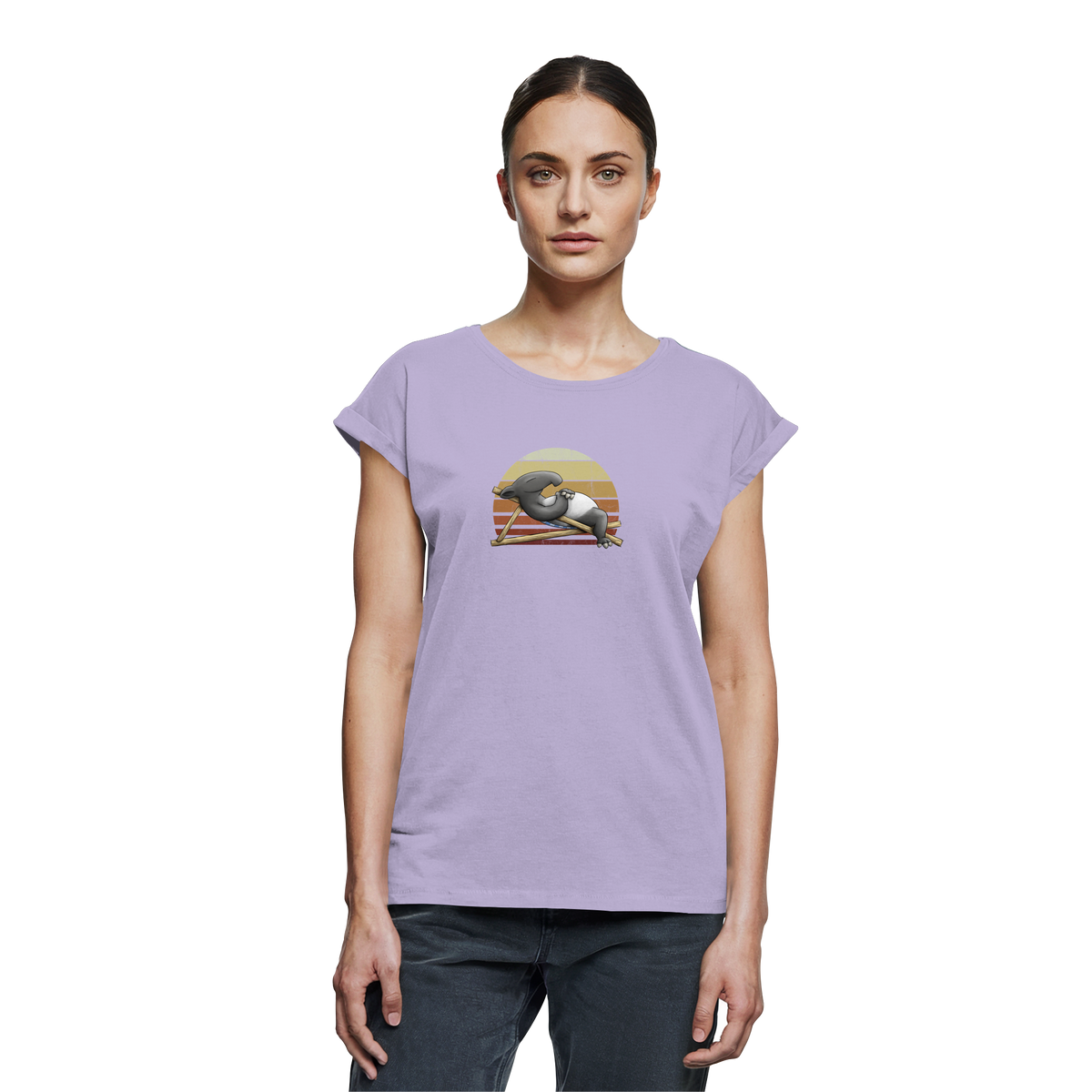 Lässiger Retro Sundown Tapir - Womens Extended Shoulder T-Shirt