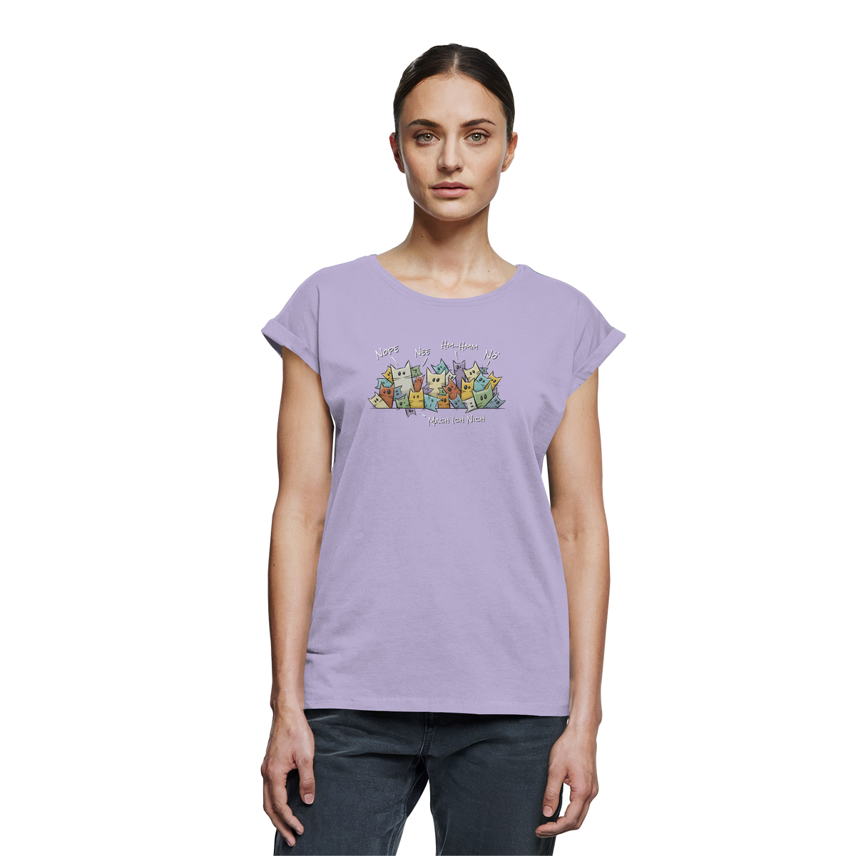 Nope, Nee, Nö Katzen - Womens Extended Shoulder T-Shirt